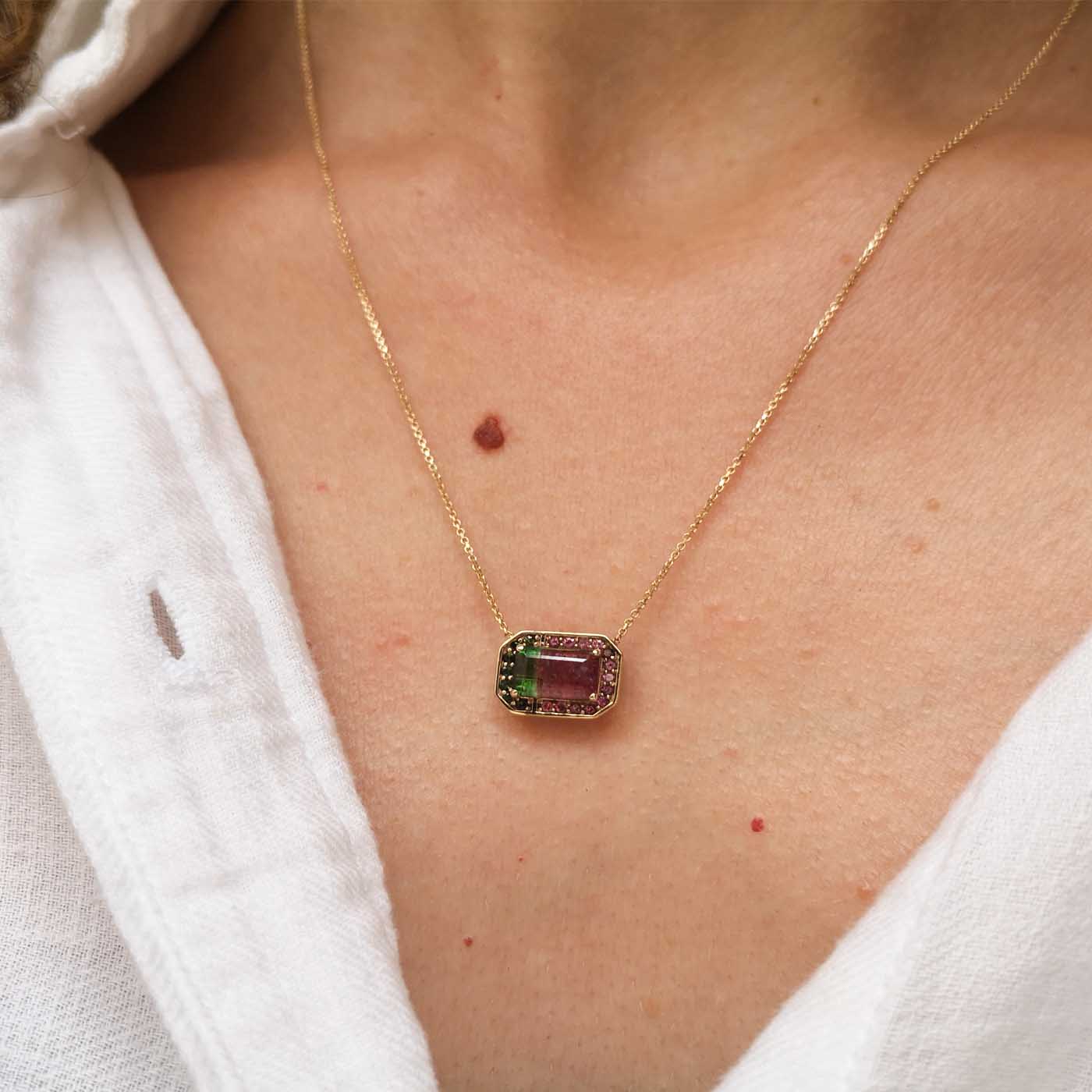 Watermelon Sugar Pendant in 14ct Yellow Gold